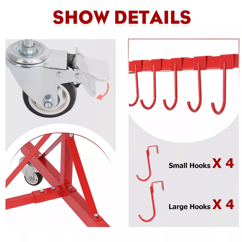 7FT Automotive Spray Painting Rack W/8 Hooks Auto Body Paint Stand ...