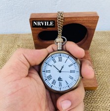Nautical Brass Pocket Watch Antique Vintage Marine Pocket Watch With Case