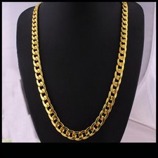 24" Stainless Steel 18K Gold Plated Cuban Link Chain Mens Womens Necklace N17