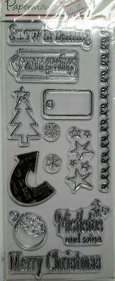 WEIHNACHTEN CLEAR STAMPS X 12 SPRÜCHE, SCHNEE FÄLLT, MISTELZWEIG UND WEIN, STERN