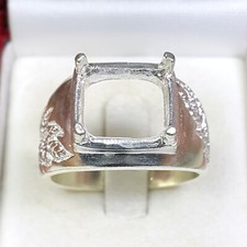 Emerald 10 x 12 mm. Sterling Silver 925 Semi-Mount Setting Ring #0107