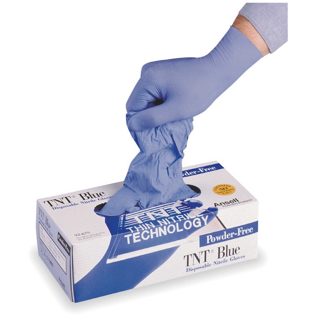 TNT Blue Nitrile Powder Gloves Disposable 5 Mil Large 100 Pcs for sale