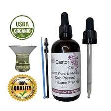 Castor Oil Kit Pure Cold Pressed Hexane Free Organic Hair Skin in Glass Bottle