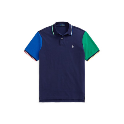 Polo Ralph Lauren Men's SZ S Navy Colorblock Mesh Tipped Classic