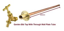 Garden Bib Tap With Through Wall Plate tube 350mm Pipe kit