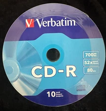 Verbatim CD-R Recordable 700MB -52X -80 Min (10 Pack) Shipping Included