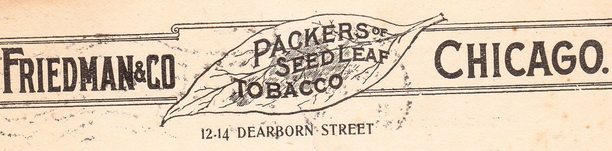 friedman tobacco Friedman Packers Tobacco CHICAGO 1898 CT Wrappers 2 Color Ad Postal Card 1z