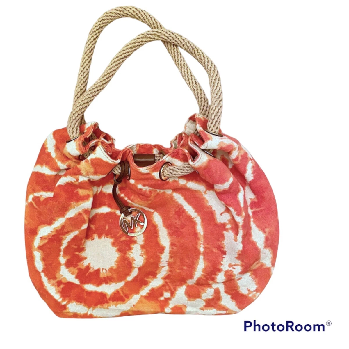 Michael Kors Brasil 'Marina' Large Canvas Gathered Tote Bag Tie Dye  Tangerine | eBay