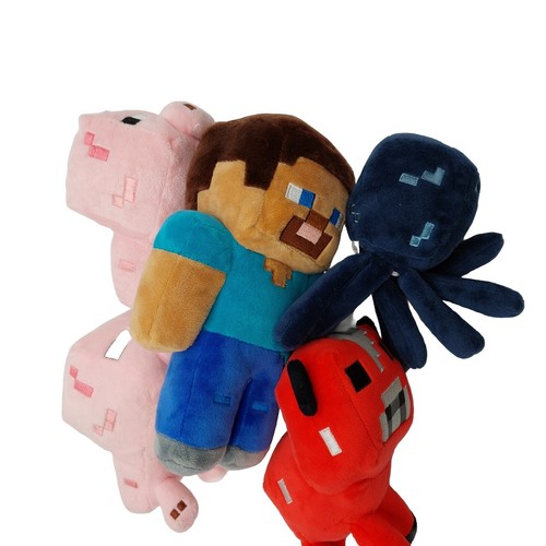 Mojang Minecraft Plush 2 Pigs Mooshroom Octopus Steve Set of 5 Various Sizes - Picture 3 of 18