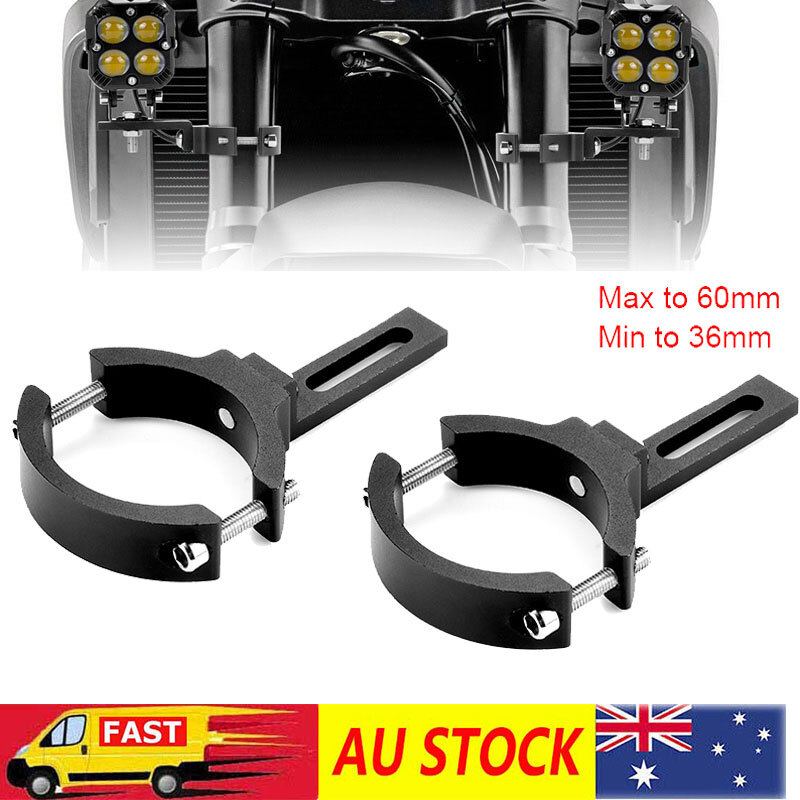 2X Motorcycle Fork Tube Clamp Holder Headlight Spot Light Mount