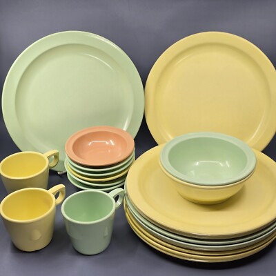 Mid-Century Prolon Westinghouse Mix Melamine Melamac Dinnerware 21 Pieces 