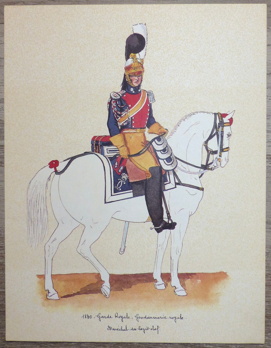 Planche Uniforme: Garde Royale Gendarmerie Royale Maréchal des