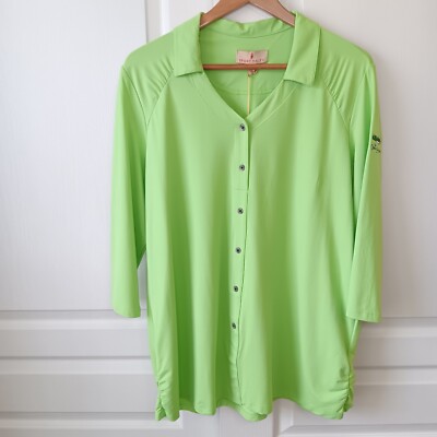 Sport Haley Women's Plus Sprout Green CDA Golf Laura 3/4 Sleeve Polo Size XXL
