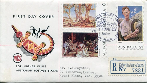 1974 Higher Value Australian Postage Stamps - WCS FDC Registered