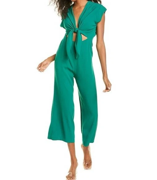 SANDRO P6620E Jason Jumpsuit Damen (EU) 42 Geknoteter Cutout Crepe Grün - Bild 2 von 4