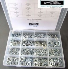860 Pieces SAE Flat Washer, Flat Washer & Lock Washer Assortment Zinc Plated