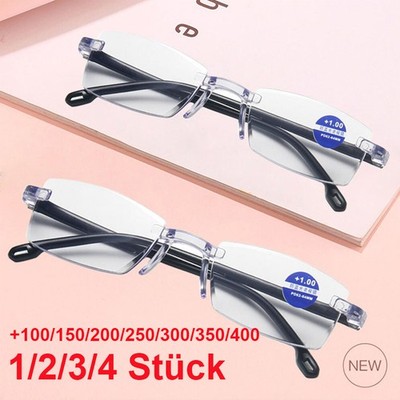 1-4 Stück Randlose Lesebrille +1 0 1 5 2 0 2 5 3 0 3 5 4 0 Anti-Blaulicht Neu