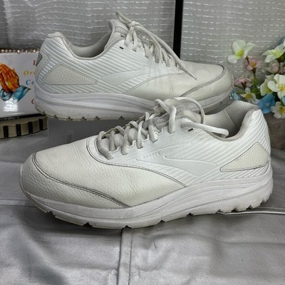 (E3) Brooks Addiction WLK Women's White Leather, Sneakers Size 10.5M D