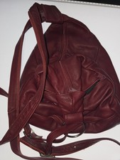 Burgandy Genuine Leather Shoulder Backpack Multi Zipper Made In Mexico