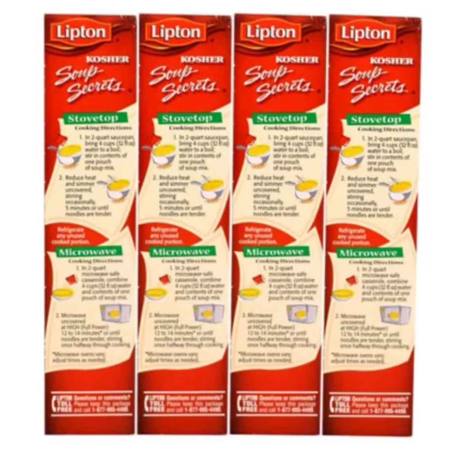Sopa de fideos de pollo Lipton Kosher, 4 paquetes/4,3 oz. Foto 2 de 3