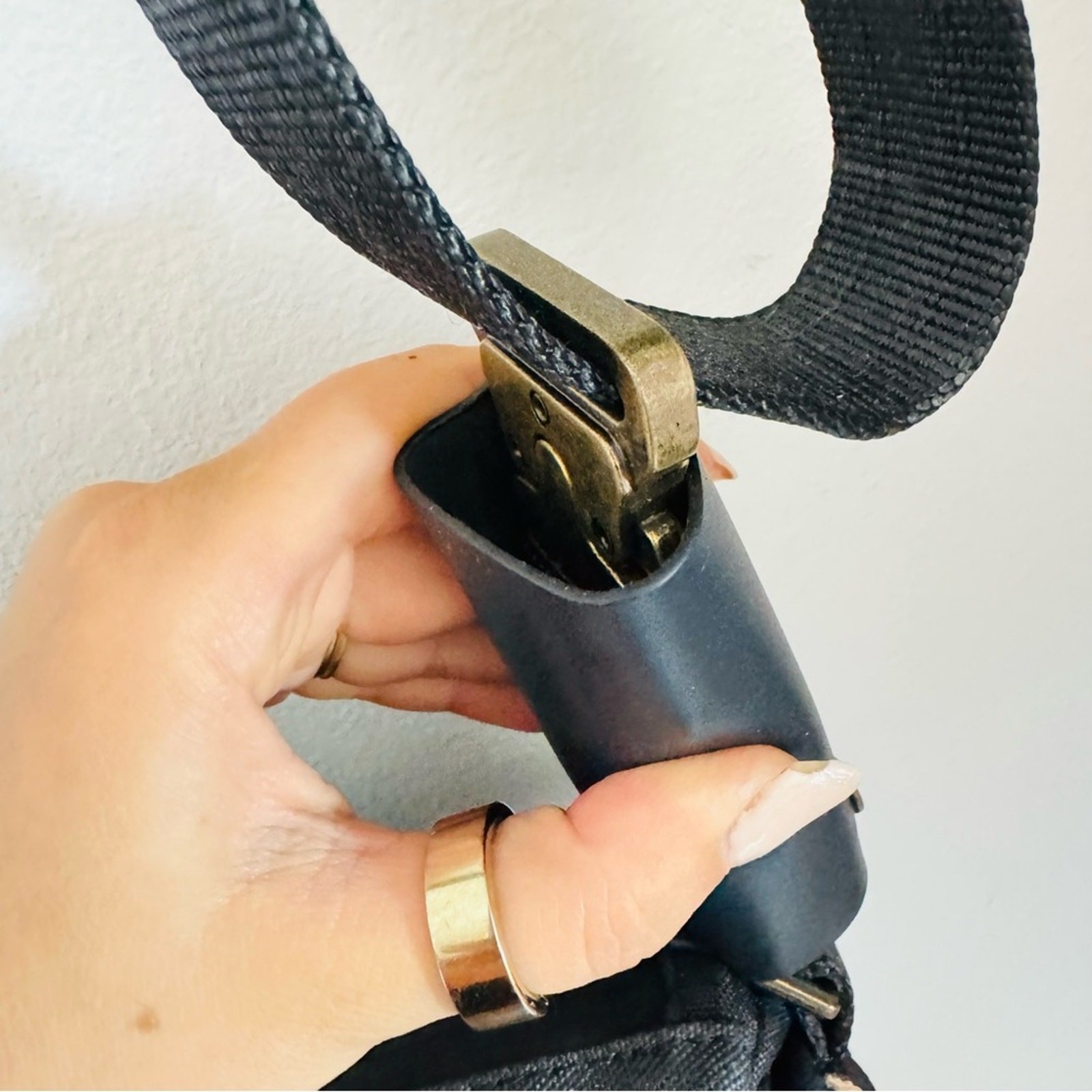 LOCTOTE Washed Black Padlock Crossbody Hip Bum Bag Travel Purse Zip Pockets