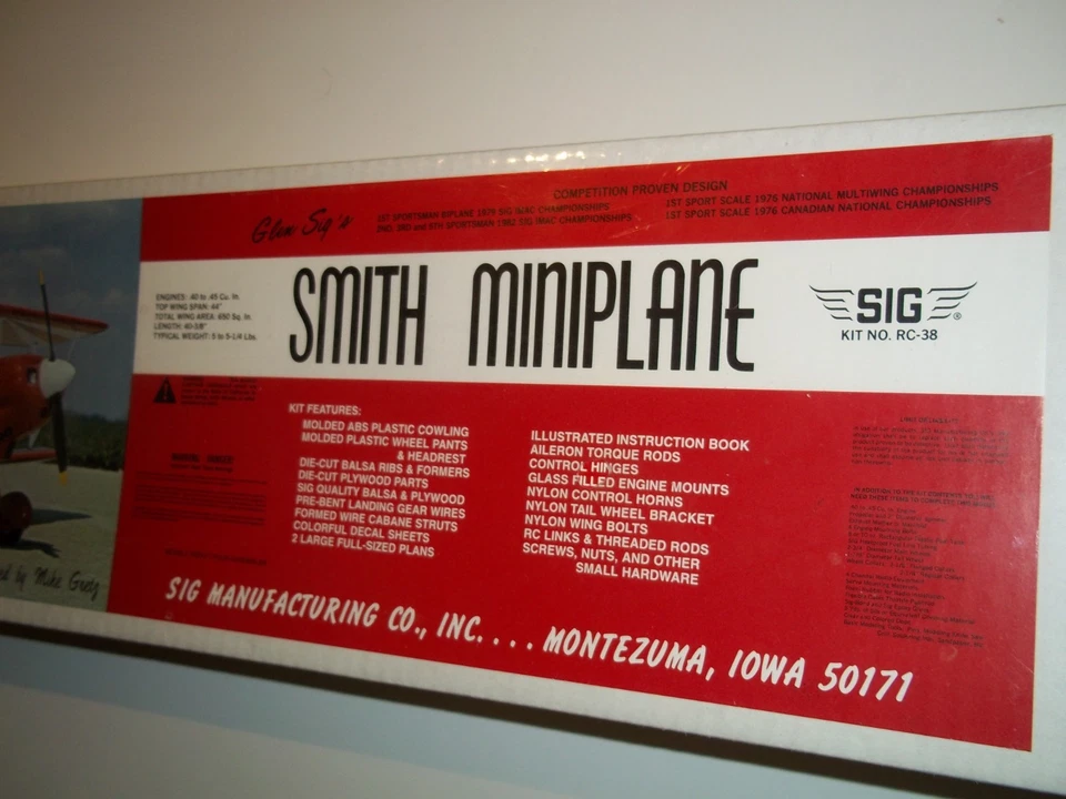 NEW IN THE BOX "SIG THE SMITH MINI PLANE" REMOTE CONTROL MODEL AIRPLANE KIT NEW - Image 4 of 4