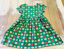 Mini Boden Girls 7-8Y Green Floral Fit  Flare Dress Short Sleeve