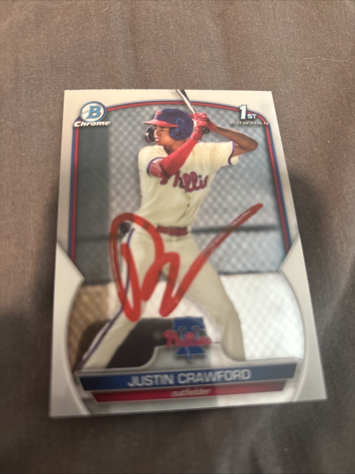 2023 Bowman Chrome Signed Justin Crawford Chrome Auto 1st #BCP-3 Phillies GTP