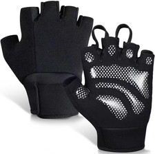 Gym Gloves for Women  Men - Fingerless Workout for Weightlifting, Lightweight B