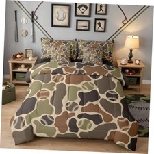 Baseball 7 Piece Bedding Set Camo Comforter Set with Full Baseball Brown
