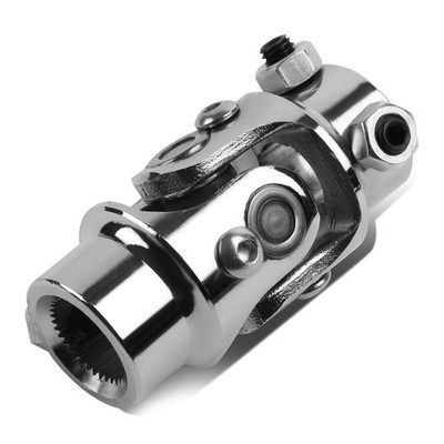UNIVERSAL STEERING SHAFT 13/16'' 36 SPLINE TO 3/4'' DD U-JOINT SINGLE JOINT CHROME