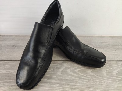 Matalan Soleflex Herren Schwarz Leder Slipper Formelle Schuhe UK 11 EU45 Smart Office
