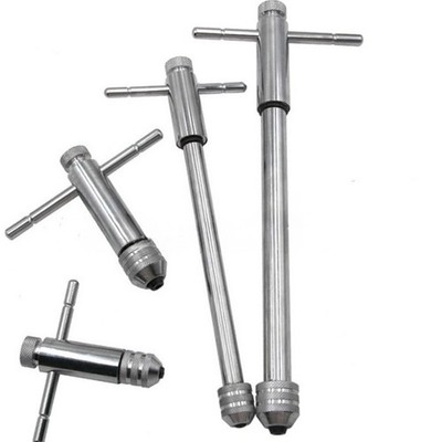 T-Handle Ratchet Tap Wrench, Chrome-Plated Steel Threading Tool for Hand Tapping