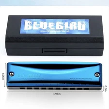 Kongsheng Bluebird Harmonica - Key of G - 10 Holes - Blue, w/ Case, NEW IN BOX