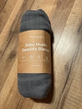 Momcozy Baby's Soft Breathable Muslin Swaddle Blanket WR4 Navy 47"x47"