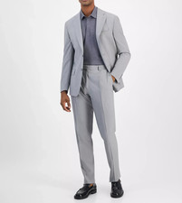 Calvin Klein Men's 2-pc Slim Fit Suit Jacket 42S Pants 38W 32L Wool Blend Grey