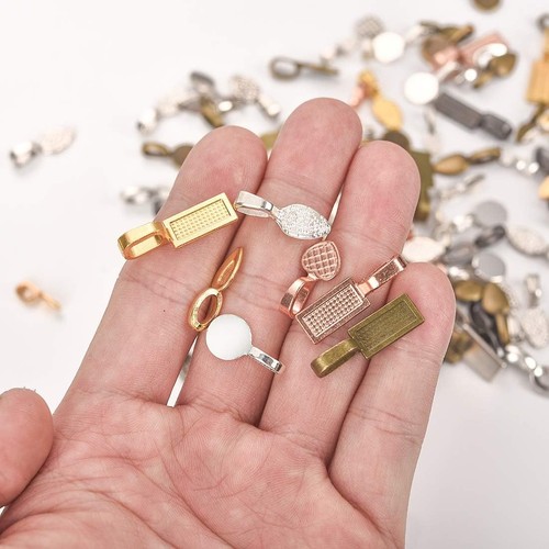 120 Pcs Glue on Bails for Jewelry Making Pendant Connector Necklace Earring C... - Picture 7 of 8