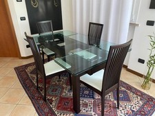 TAVOLO E SEDIE  "Calligaris"           cm 100x160/240 + 4 SEDIE IN CUOIO BIANCHE