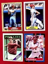 Mike Schmidt HOF 4-Card Lot-1987 Boardwalk & Baseball, Topps, Donruss - Phillies