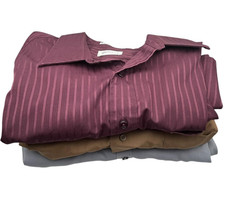 Lot 3 Van Heusen Mens Dress Shirts 16 16.5 Large Fitted Pincord Wrinkle Free