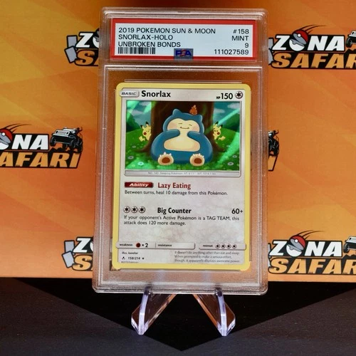 Pokemon Card - Snorlax Holo Unbroken Bonds 158/210 - PSA 9 Mint ENG