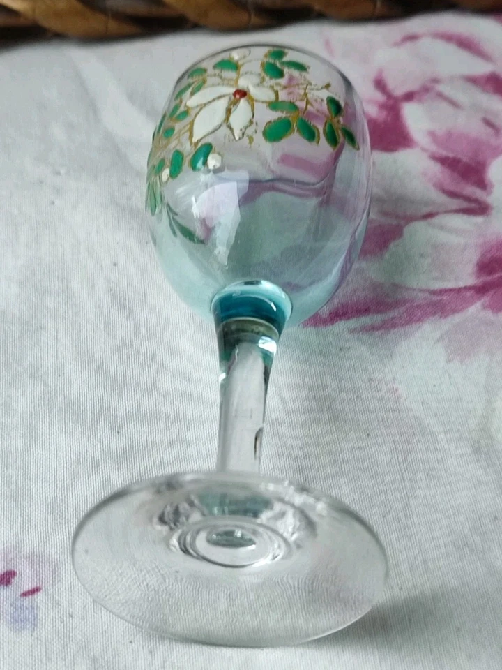 ANCIEN VERRE À LIQUEUR ÉMAILLÉ ART NOUVEAU LEGRAS N° 2 BLEU TURQUOISE - Photo 4/4