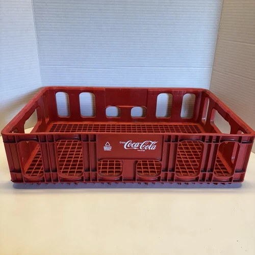 Vtg Red Huskylite Coca-Cola Soda Bottle Crate 18x12 Stackable Plastic Carrier