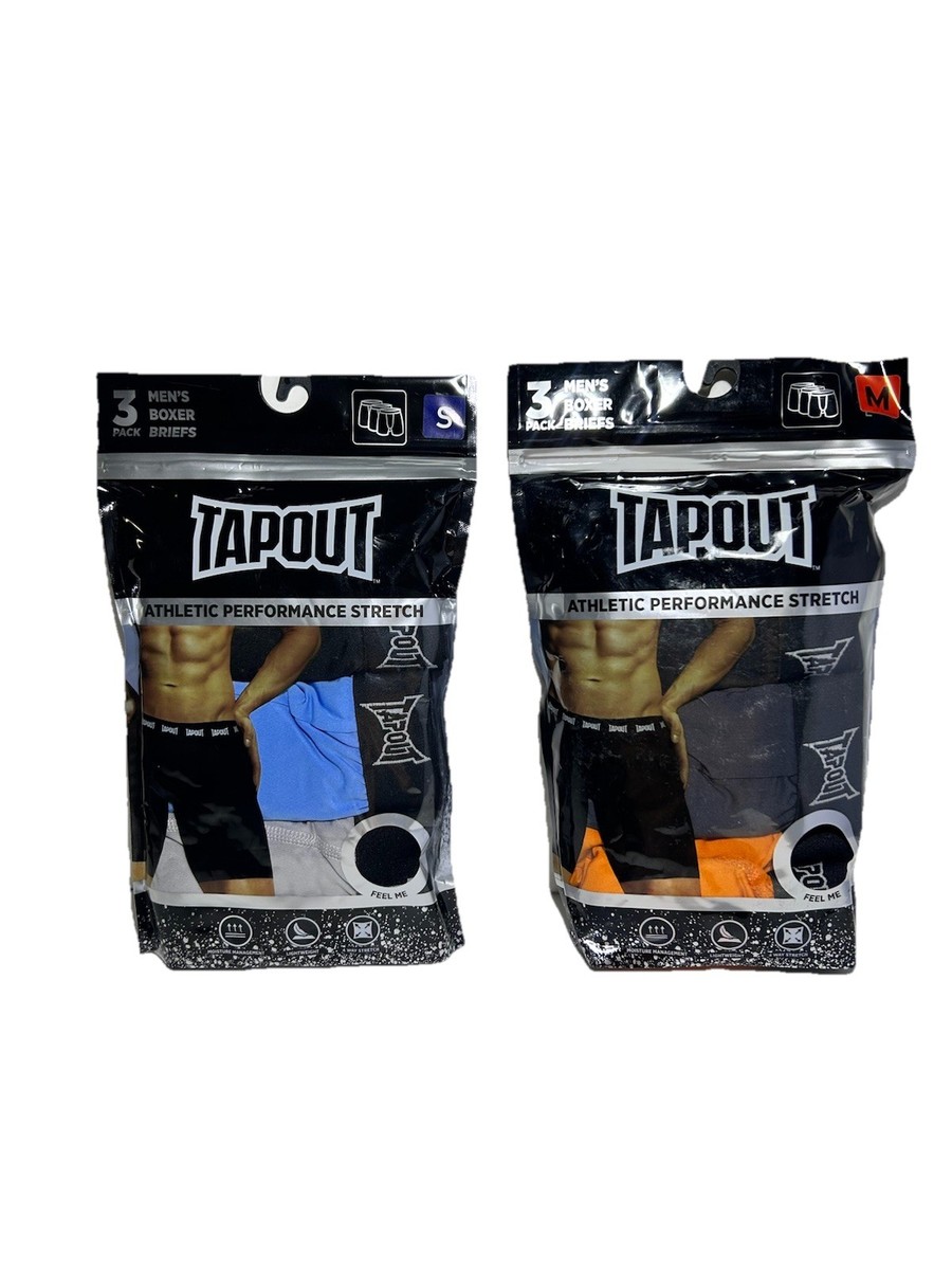 New Tapout Men's Pack Athletic Performance Stretch Boxer Briefs
