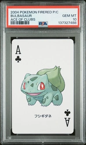 2004 POKEMON FIRERED VERSION PLAYING CARDS ACE OF CLUBS BULBASAUR PSA 10