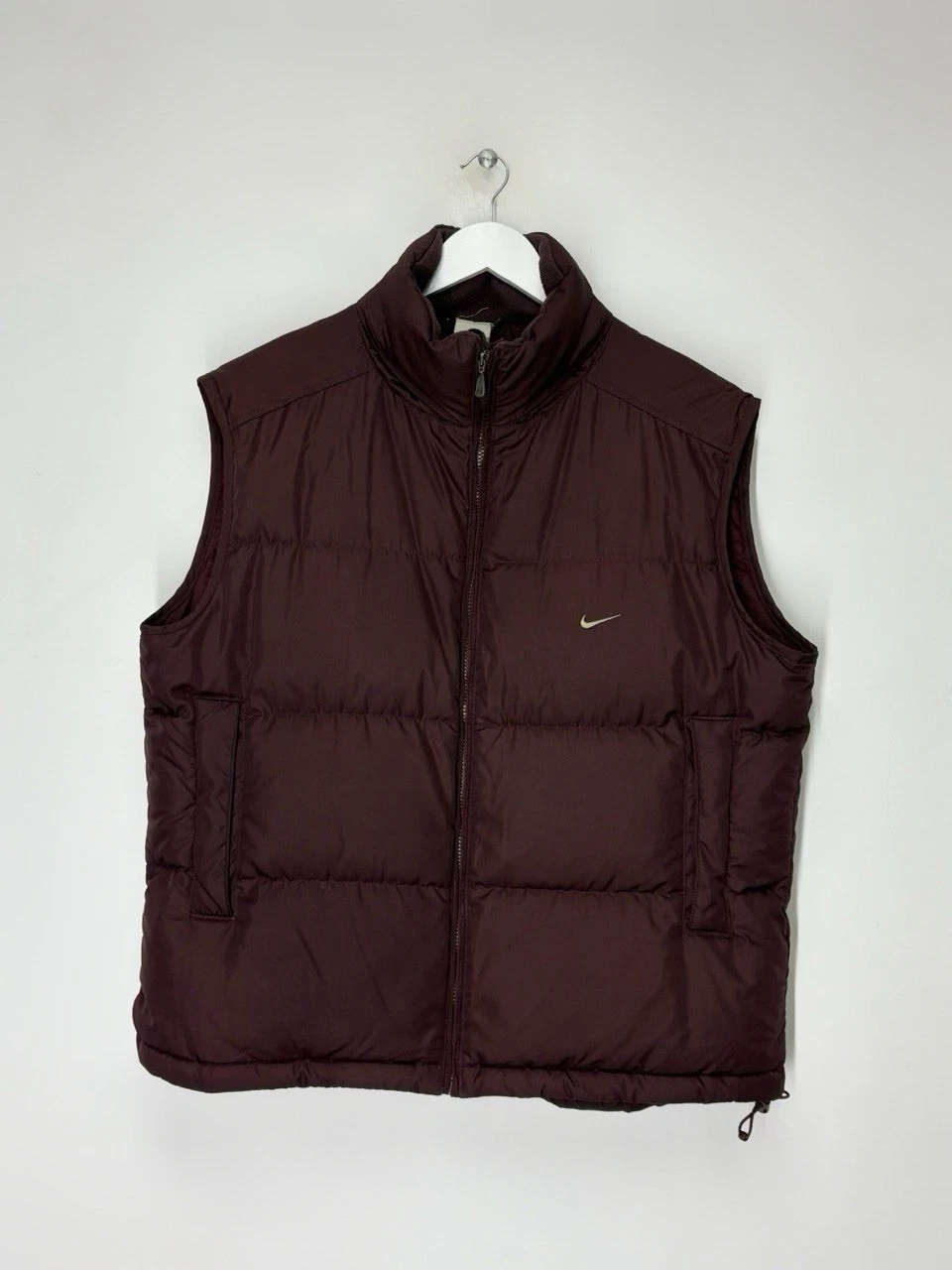 Vintage 2000s Nike Brown With Cherry Shade Down Puffer Vest Swoosh Logo Men’s L