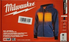 NEW MILWAUKEE WOMENS HEATED BLUE HOODIE WITH M12 BATTERY AND CHARGER SIZE Medium