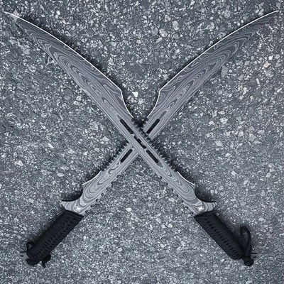 CUSTOM HANDMADE DAMASCUS STEEL DOUBLE EDGE NINJA SWORD SHARP SAMURAI SWORD