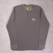 Mossy Oak Gray Henley Style Heavy Long Sleeve Small Shirt