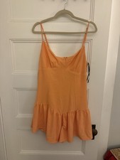 Orange Forever 21 Triangle Top Mini Dress with Ruffle Bottom